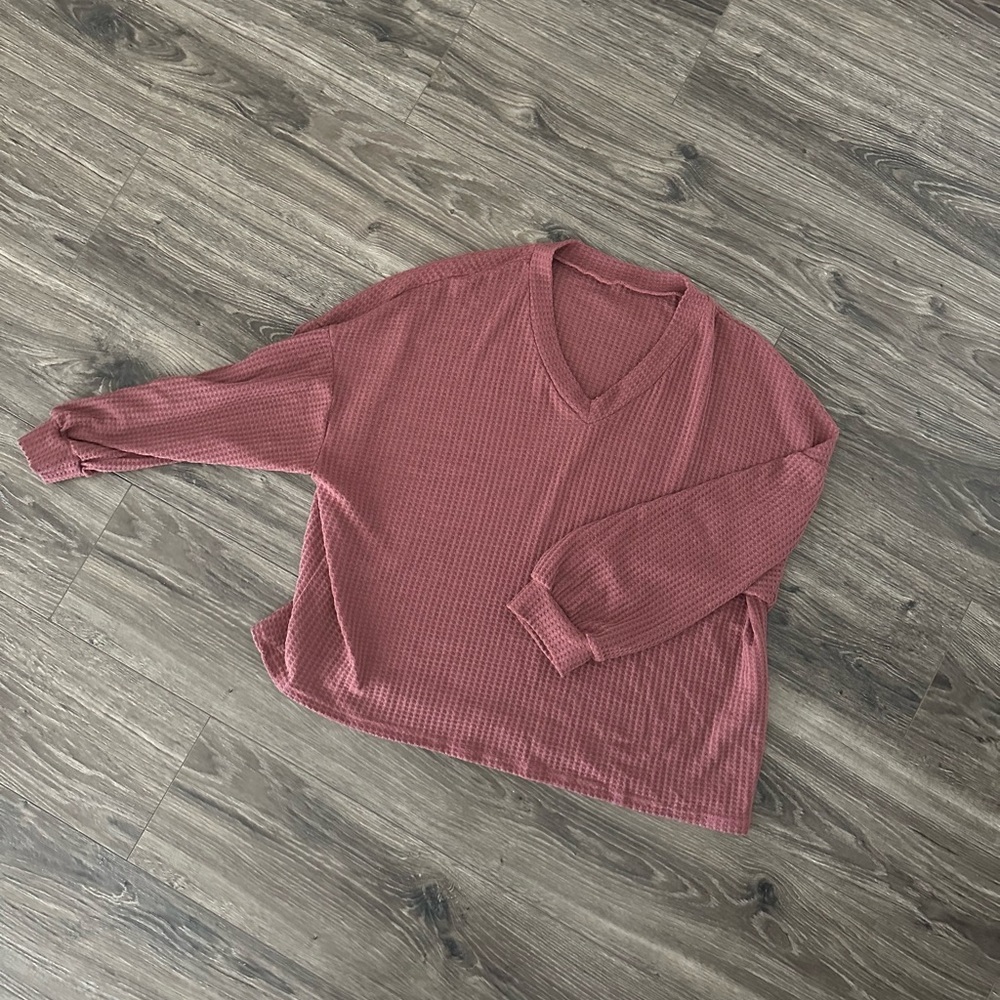 SHEIN Pink Waffle Knit Sweater